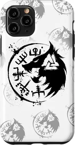 Vista 28 de iPhone 14 Plus Fenrir Wolf Fenris-Wolf - Viking Vegvisir Valknut Case
