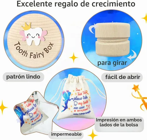 Vista 3 de Caja de hadas de dientes para niñas con bolsa de fiary bonita caja de 001