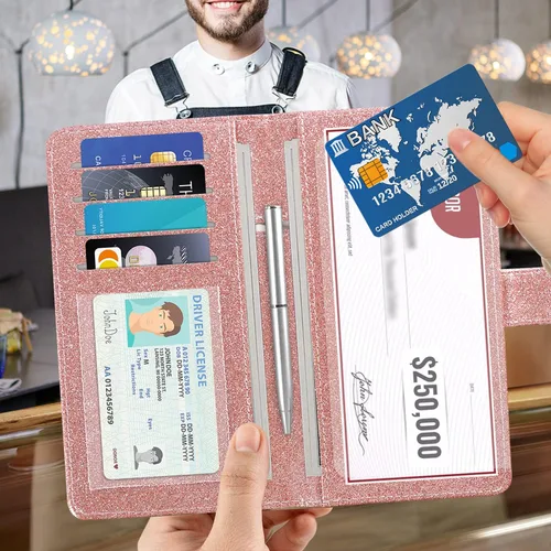 Vista 2 de ACdream Checkbook Cover, Leather RFID Blocking Check Book Wallet
