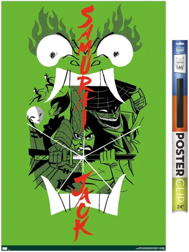 Vista 19 de Trends International Samurai Jack-Ensemble - Póster de pared, 14.725 x 22.375 pulgadas, versión enmarcada en madera de granero