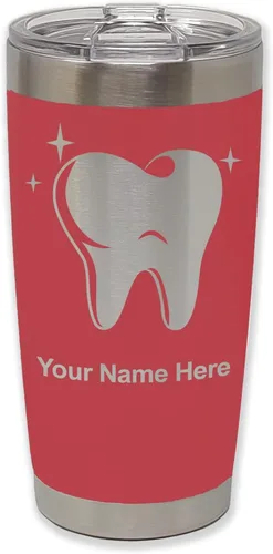 Vista 24 de LaserGram Vaso aislado al vacío de 20 onzas, con diente, grabado personalizado incluido (negro)