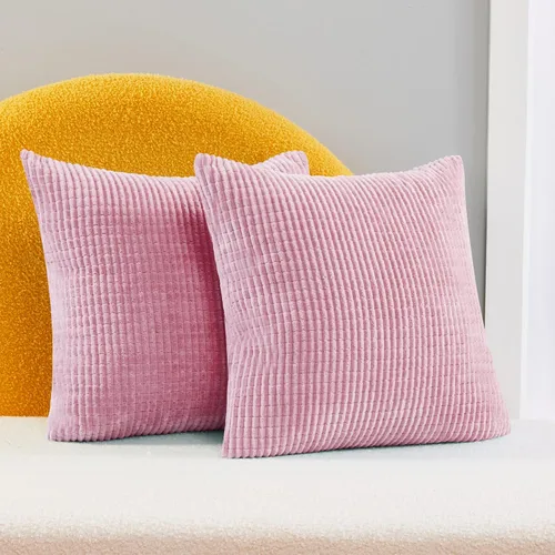 Vista 27 de Deconovo Fundas de Almohada Decorativas de Pana, Juego de 2 Fundas de Cojín Decorativas Suaves, Lavables a Máquina con Textura para Sofá, Sillón
