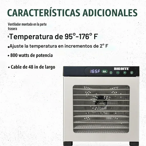 Vista 5 de LEM Productos BigBite Deshidratador de 10 bandejas de acero inoxidable
