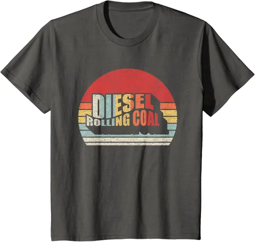 Vista 31 de Camiseta de camión diésel con motor diésel retro y divertido de carbón, Negro