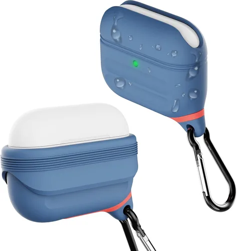 Vista 8 de HALLEAST Funda impermeable para AirPods Pro 3, LED frontal visible y compatible con carga inalámbrica, funda protectora de silicona compatible