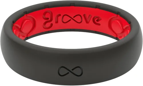 Vista 20 de Groove Life Anillo de silicona sólido y delgado - Anillos de boda de goma transpirables para mujeres, cobertura de por vida, diseño único, anillo