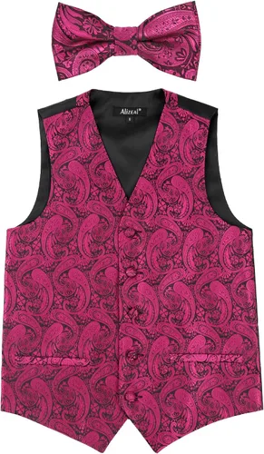 Vista 43 de Alizeal Conjunto de 2 piezas de corbata de lazo preatada de jacquard de cachemira con estampado floral clásico para niños