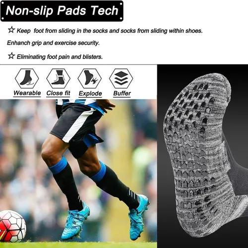 Vista 3 de GOGOGOAL Calcetines atléticos antideslizantes para hombres y mujeres, calcetines de fútbol antideslizantes para fútbol, baloncesto, yoga, gimnasio