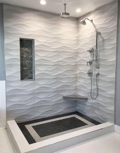 Vista 5 de Custom White Marble Shower Curb Top, Backsplash & Windowalféizar