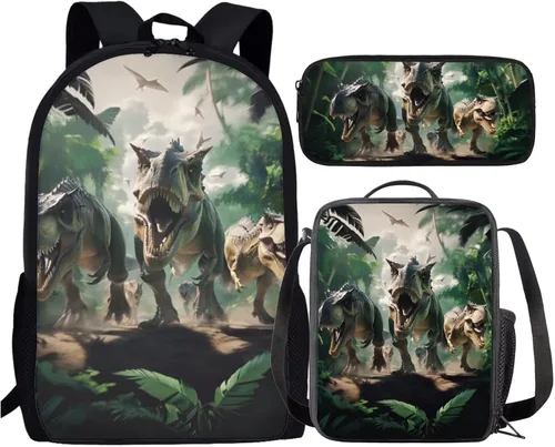 Vista 38 de HUGS IDEA Juego de 3 bolsas escolares con aislamiento térmico para el almuerzo, estuche para lápices