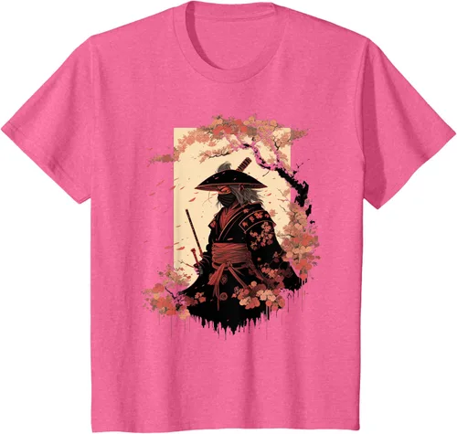 Vista 38 de Camiseta estética vintage samurái de arte japonés samurái retro cereza, Negro