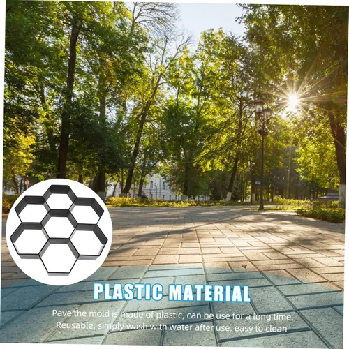 Vista 3 de MERRYHAPY Molde de plástico para pavimentar caminos de jardín, moldes reutilizables para pasarelas y patios, diseño irregular para fácil uso