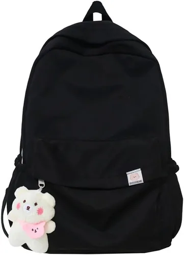 Vista 10 de Eagerrich Mochila Estética Mochila Bonita Útiles Escolares Bolsa para Laptop para Adolescentes Niñas Mujeres Estudiantes Color Sólido, Beige