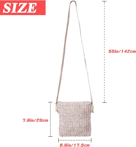 Vista 2 de Beurlike Monederos de paja para mujer, cartera de muñeca de playa, pequeña bolsa cruzada para niñas