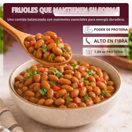 Vista 8 de Frijoles Charro para microondas San Miguel con chorizo, 1.09 oz de proteína