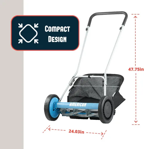 Vista 25 de American Lawn Mower Company 1204-14 Cortacésped de carrete de empuje de 4 hojas de 14 pulgadas, color rojo