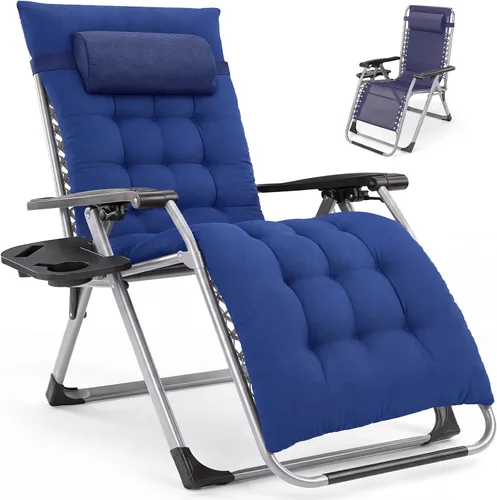 Vista 11 de NEWBULIG Silla de gravedad cero, reclinable plegable para patio con Gris-oscuro