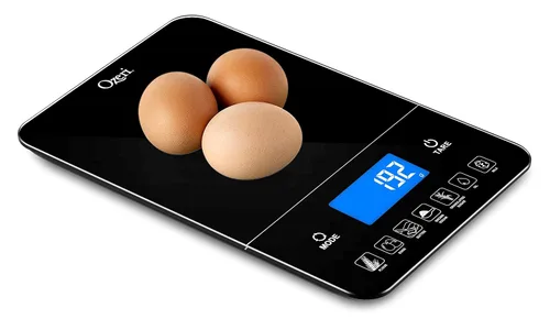 Vista 4 de Ozeri Touch III - Báscula de cocina con contador de calorías, 22 libras (22.0 lbs) en vidrio templado, Negro Touch III Series Kitchen Scale