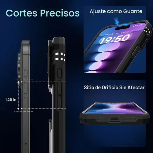 Vista 6 de DEERLAMN Funda para iPhone 16 Pro con cubierta deslizante para cámara + protector de pantalla (2 unidades), soporte de anillo giratorio de grado