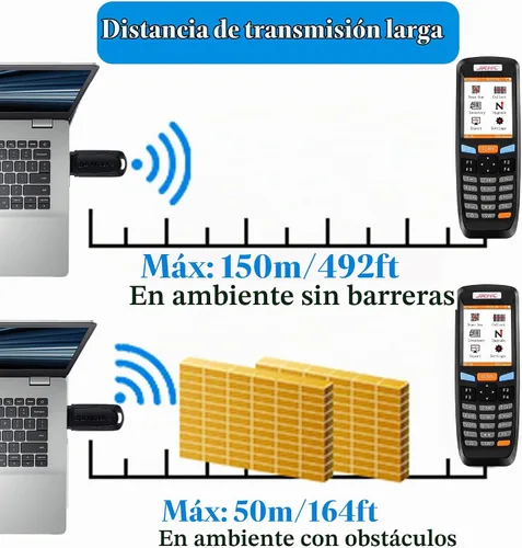 Vista 6 de Escáner de código de barras inalámbrico 1D, escáner de código de barras láser JRHC lector de inventario con colector de datos de pantalla, lector