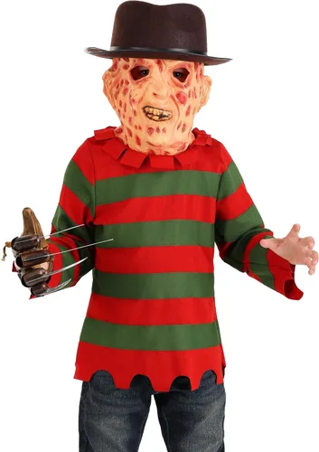 Vista 3 de Camisa de disfraz de Freddy a rayas de terror para disfraz de pesadilla aterradora