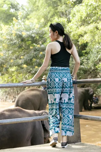Vista 4 de LOFBAZ Pantalones de yoga harén hippie para mujer S-4XL Plus ropa boho PJ Elephant