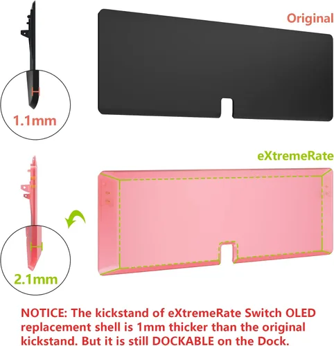Vista 25 de eXtremeRate DIY Full Set Shell for Nintendo Switch OLED, Replacement Console Back Plate & Kickstand, Custom NS Controller Housing with Full Set