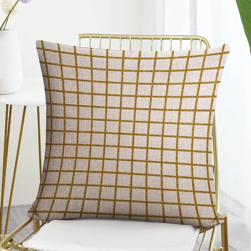 Vista 7 de Fundas de almohada decorativas rústicas y modernas, fundas de almohada retro a cuadros dorados a cuadros para sofá, cama, decoración del hogar, 16 x