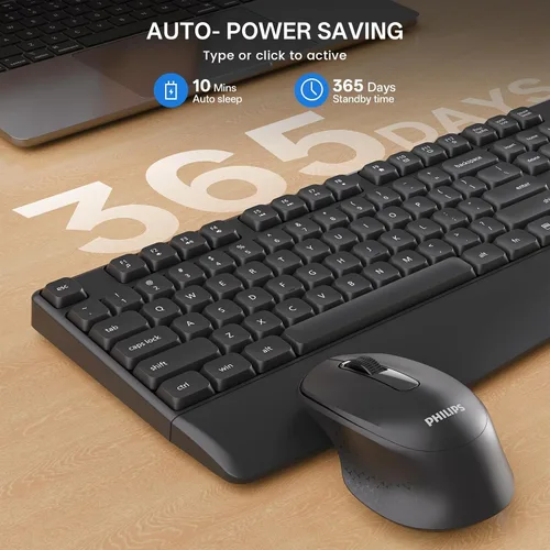 Vista 3 de PHILIPS SPT6348 Combo de teclado y mouse inalámbricos, ergonómico de 2.4 GHz 2.4GHz plug-and-play ergonomic keyboard and mouse with sleep mode for
