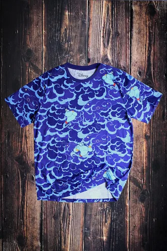 Vista 3 de Disney Aladdin Genie Poof - Camiseta para hombre adulto, Azul Marino