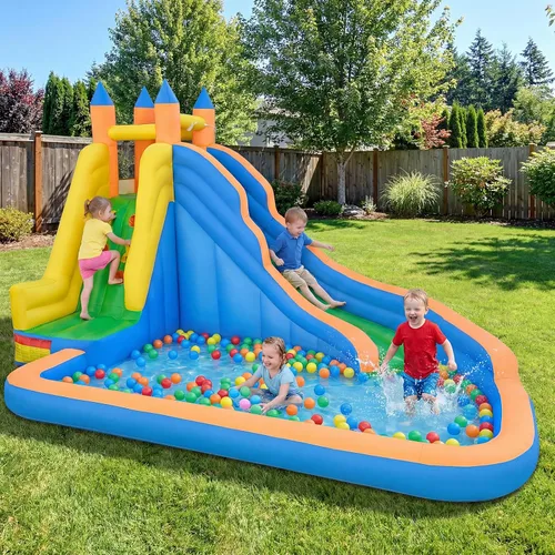 Vista 2 de Costzon - Gorila hinchable para piscina de agua con tobogán largo, pared de escalada, incluye bolsa de transporte Oxford, kit de reparación