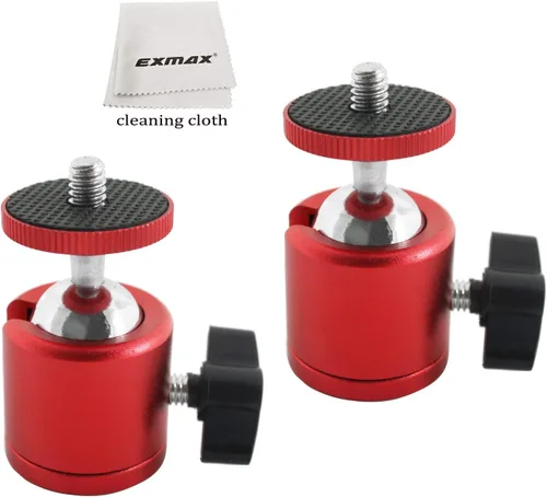 Vista 10 de EXMAX Cabezal de bola de trípode giratorio de 360 grados con base de rosca de tornillo de 1/4 pulgadas para cámara DSLR, videocámara, luz LED Negro