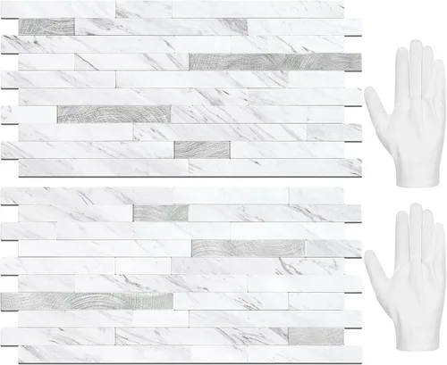 Vista 18 de STICKGOO 2 Hojas de Azulejos Adhesivos Despegables para Salpicadero, Azulejos Adhesivos para Salpicadero de Cocina y Baño, Aspecto de Madera Negro