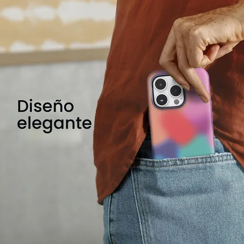 Vista 5 de Funda antimicrobiana OtterBox Symmetry Series Series+ con MagSafe para iPhone 14 Pro (SOLAMENTE) - Embalaje no minorista - Azul/Rojo Arizona Sunrise
