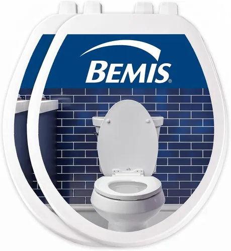 Vista 10 de Bemis Asiento de inodoro redondo de plástico con tapa, blanco