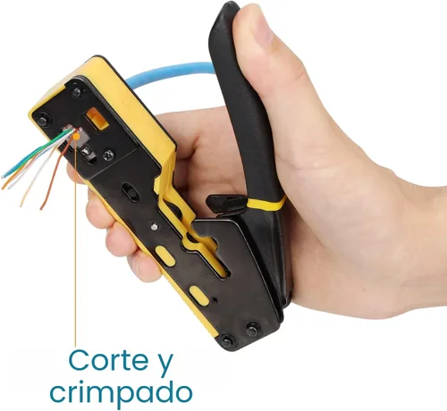 Vista 5 de Kit de herramientas de engaste RJ45 Solsop para paso de Ethernet, crimpadora CAT5 Cat5e Cat6