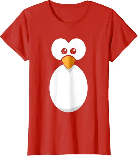 Vista 93 de Camiseta divertida con diseño de cara de pingüino o disfraz fácil, color negro, talla S