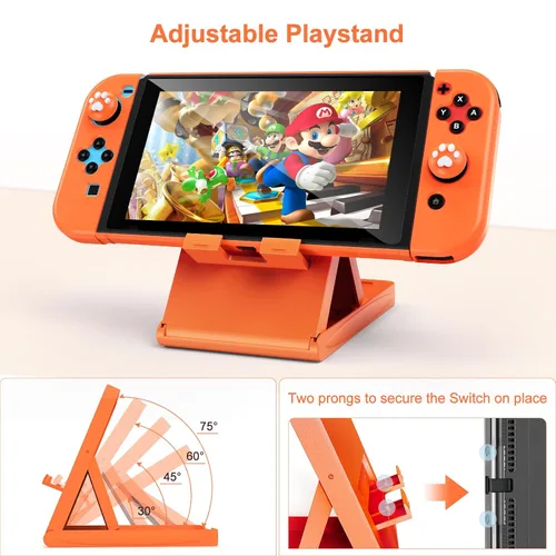 Vista 7 de Younik Switch Accessories Bundle, 15 in 1 Orange Switch (NOT OLEDLite) Accessories Kit for Girls Include Switch Carrying Case, Adjustable Stand