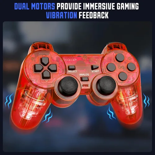 Vista 11 de Doueuain Wired Controller for PS2, 2 Pack Gamepad Remote Double Shock Compatible with Play station 2, with 1.8M Cable（Clear Red and Clear Blue）