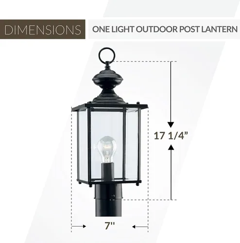 Vista 3 de Sea Gull Lighting 8257-12 Jamestowne - poste farol con cristal biselado transparente, 17 pulgadas, color negro
