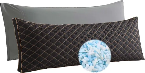 Vista 19 de WhatsBedding Almohada corporal de espuma viscoelástica con funda de algodón transpirable con cremallera, almohada de cuerpo completo para adultos