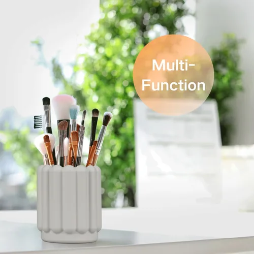 Vista 5 de Soporte de silicona para bolígrafo, portalápices, lindo vaso para escritorio para niños, decoración de oficina, accesorios de escritorio, Gris claro