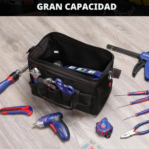 Vista 5 de Workpro W081020A - Bolsa para herramientas de almacenamiento con boca ancha (12 pulgadas)