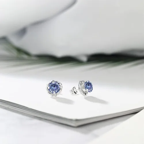 Vista 269 de Gem Stone King Aretes de plata de ley 925 de 0.236 in con piedra natal redonda para mujer