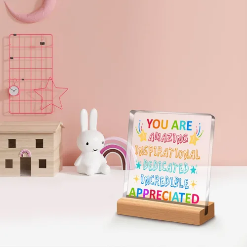 Vista 8 de Decoración inspiradora de escritorio, regalos de aliento para mujeres, niñas, mejores amigos, compañeros de trabajo, letrero de placa acrílica