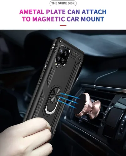 Vista 6 de Funda para Galaxy A42 5G, con protector de pantalla HD, [grado militar] anillo de montaje en coche con soporte híbrido de policarbonato duro