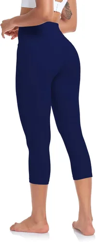 Vista 4 de UURUN Leggings capri para mujer, pantalones de yoga de cintura alta con bolsillos, leggings recortados para mujer