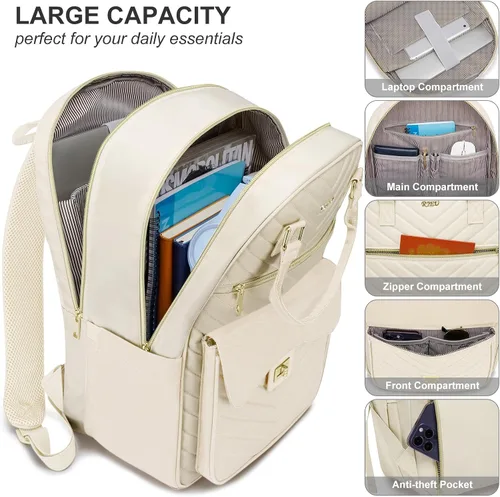 Vista 2 de Linda Mochila Estética para Escuela Secundaria y Preparatoria, para Adolescentes y Estudiantes Universitarias, Mochila para Laptop para Mujeres