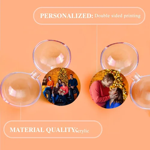 Vista 3 de DXDOING Adornos de Navidad personalizados 2024, bola de fotos personalizada, adornos de imagen de doble diapositiva para decoración, regalos
