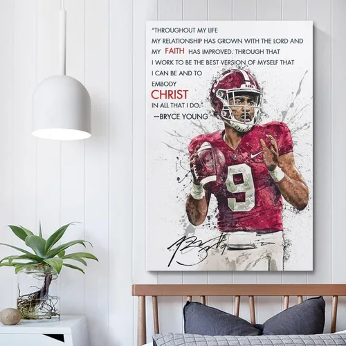 Vista 5 de ACEY Póster motivacional de jugador de rugby de Bryce Young inspirador para niños, dormitorio, habitación de adolescentes, imagen colgante. Sin
